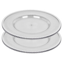(Silver, Set of 12) Clear Fluted Charger Plates Gold Silver 6/12 Set Dining Table Wedding Party Decor