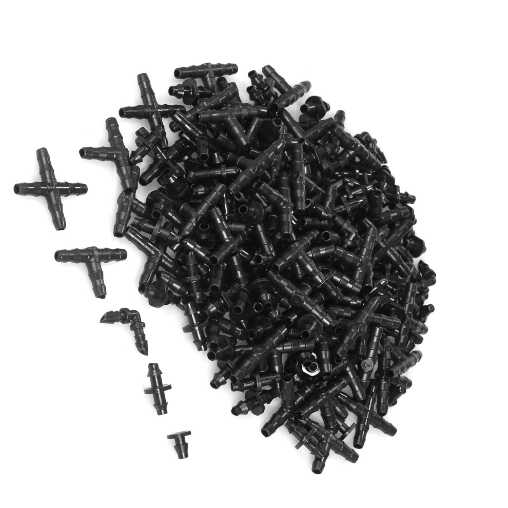 200Pcs Drip Irrigation Fitting Kit 1/4 Inch Barb Connectors Garden System 7601359442287