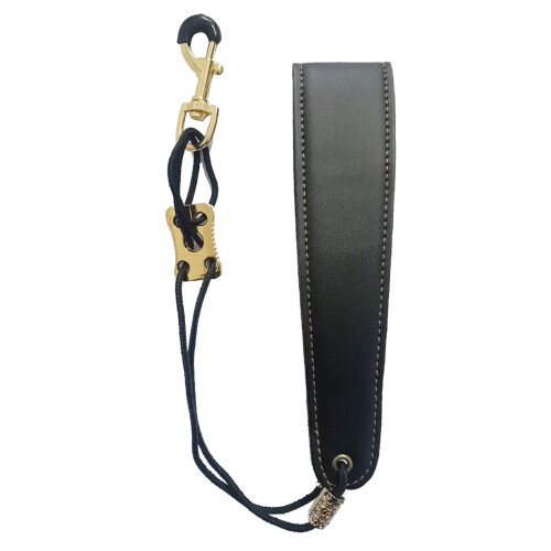 Adjustable Soft Leather Saxophone Neck Strap, Padded, Black 2