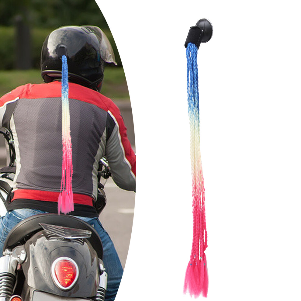 Unisex Blue,White,Red Punk Motorcycle Helmet Extensions Suction Cup Pigtails Gradient Red White Blue