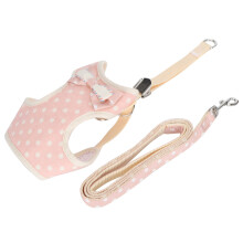 Breathable Cat Vest Harness with Leash, Pink Dots, S (Fits 13kg)