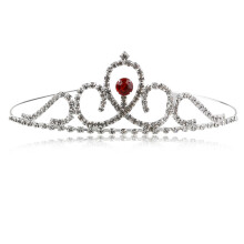 2Pcs Red Crystal Bridal Tiara Rhinestone Headband Alloy Wedding Crown