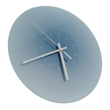 12" Glass-Wanduhr, leisensweicher Sekundenzeiger, AA-Batterie, Blau