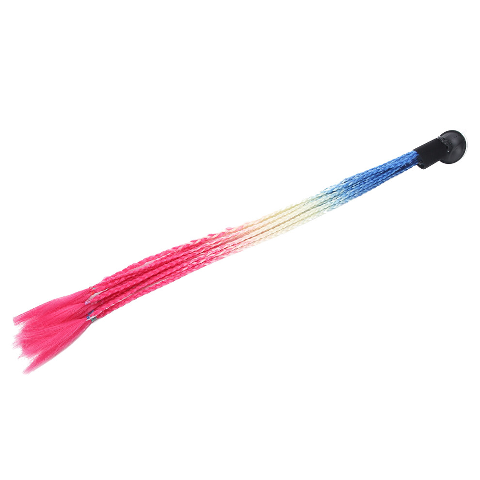 Punk Motorcycle Helmet Extensions Suction Cup Pigtails Gradient Red White Blue Blue,White,Red 9351359450826