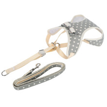 Breathable Cat Vest Harness with Adjustable Leash Gray Dots M (5.8kg)