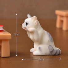 (Grey Hands Up) Cute Resin Cats Ornament Kitten Figurine Animal Model Micro Landscape Home Decor Miniature Fairy Garden Decoration Gift