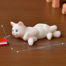 (White Lying) Cute Resin Cats Ornament Kitten Figurine Animal Model Micro Landscape Home Decor Miniature Fairy Garden Decoration Gift