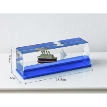 (Blue) Fluid Drift Bottle Pirate Ship Decompression Toy High Quality