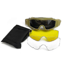 (Beige)3 In 1 Tactical Field Tactical Goggles Military Shooting High Quality