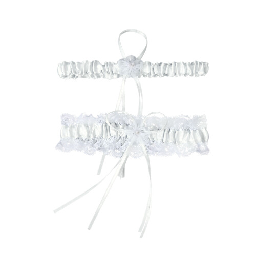 2 Paar Brautstrümpfe Oberschenkelring Blumenmuster Beinschmuck