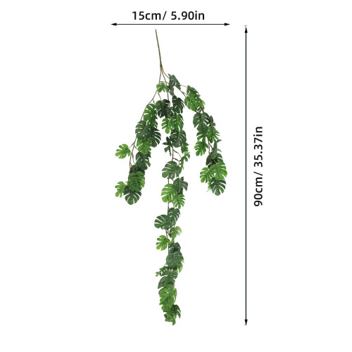 2Stk Simulation Rattan Mit Künstlichen Monstera Blättern Wanddeko