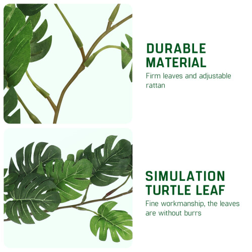 2Stk Simulation Rattan Mit Künstlichen Monstera Blättern Wanddeko 1