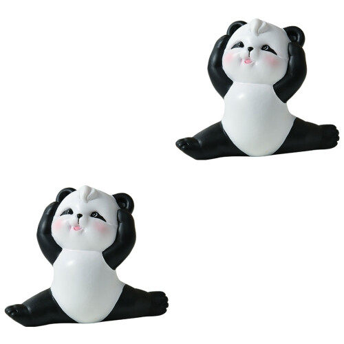 2Stk Panda Figur Mini Harz Garten Ornament 2