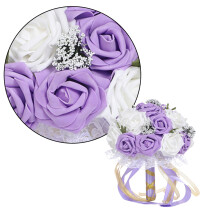 1St Lebensechter Brautstrauß Europäischer PE-Blumen Hochzeit