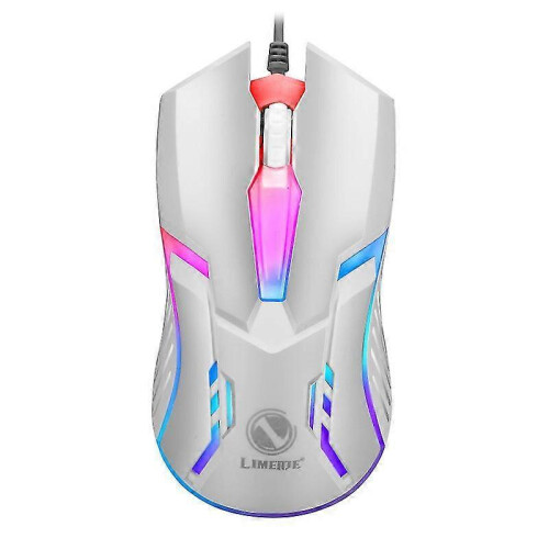(White)S1 E-sports Luminous Wired Mouse Usb Wired Desktop Laptop Mute Computer Game Mouse