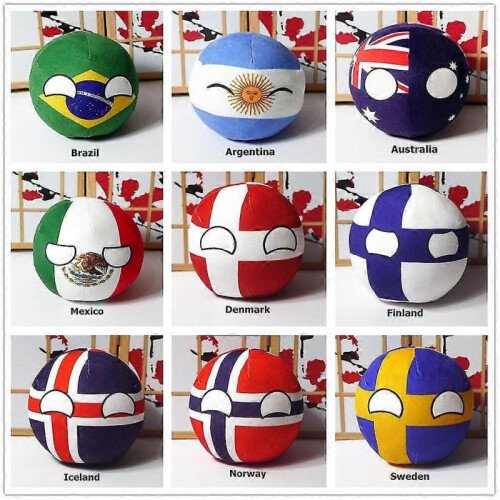 (20cm)Polandball Plush Doll Ball Model Toy Pillow Brazil 1