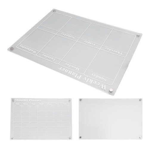 3-teiliges Planungstafel-Set, Acryl, transparent, 1