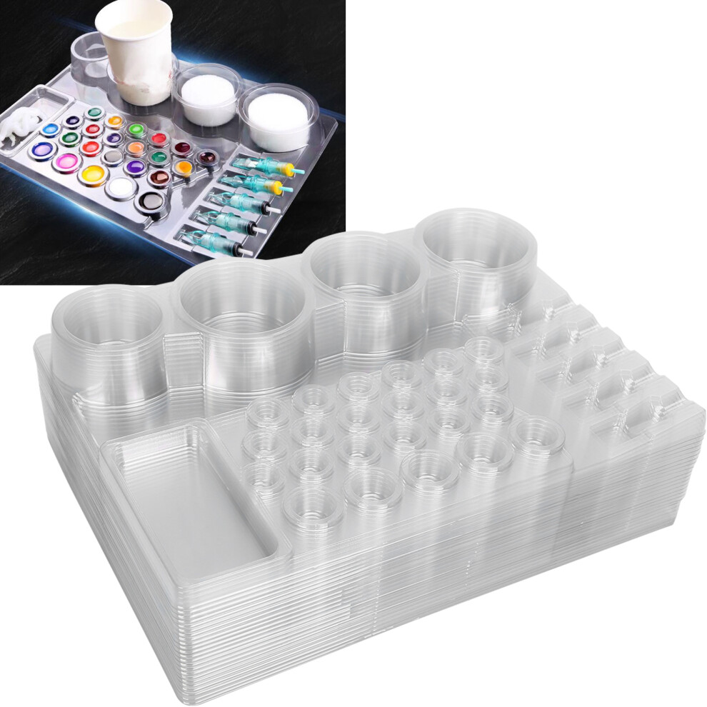 Tattoo Ink Tray Set: 24pcs Disposable Pigment Holder Hygienic PP