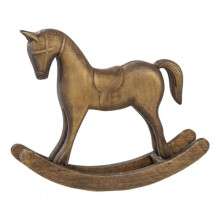 (Bronze Coffee) Wood Carving Rocking Horse Figurine Vintage Miniature Rocking Horse Statue Home Office Living Room Desktop Decoration Ornament