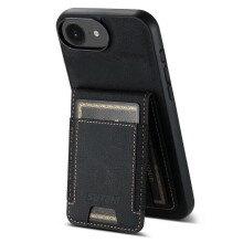 (Black) Suteni H03 Litchi Leather Card Bag Stand Back Phone Case For iPhone 16e