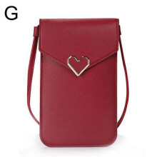 (Red) Crossbody Mobile Phone Bag Transparent Touchscreen Mobile Phone Wallet