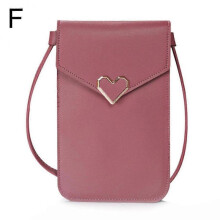 (Dark Pink) Crossbody Mobile Phone Bag Transparent Touchscreen Mobile Phone Wallet