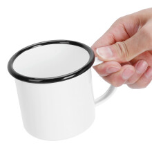 White Enamel Cup 8cm 350ml Thickened Water Mug for Coffee Wine Hot Beverages