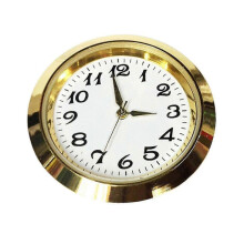 (35mm, Aureate) Vintage Style Round Clock Insert Movement with Argent Finish for 1-3/8 Inch Diameter Holes
