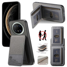 (For Huawei Mate 70 Pro) Twill Fabric Leather Vertical Flip RFID Card Bag Phone Case