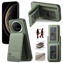 (For Huawei Mate 70) Twill Fabric Leather Vertical Flip RFID Card Bag Phone Case