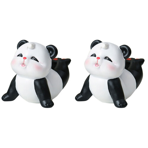 2Stk Panda Figur Mini Harz Garten Ornament Tierdeko 1