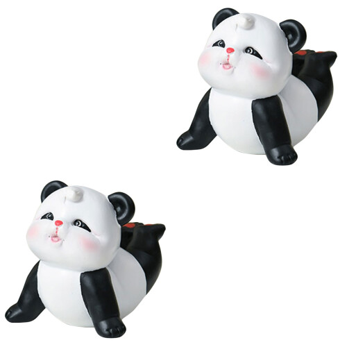2Stk Panda Figur Mini Harz Garten Ornament Tierdeko 2