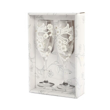 Hochzeitskelch Weinglas Strass Durchsichtig 1 Set 7x27 Cm