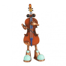 (Blue) Violin Ornament Smooth Surface Frog Violin Design Resin Mini Sculpture Classic Artistic Shape Musical Instrument Decor