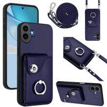 (For Nothing CMF Phone 1, Blue) Organ Card Bag Ring Holder Phone Case with Long Lanyard