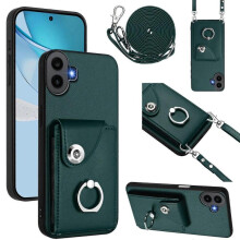 (For Nothing CMF Phone 1, Green) Organ Card Bag Ring Holder Phone Case with Long Lanyard