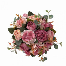 (Dark Pink) Artificial Flower Ball Everlasting Realistic Plastic Colorful Hanging Flower Ball for Home