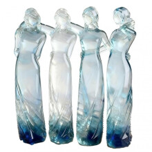(4pcs) Goddess Figurine Resin Tinted Goddess of Hope Sisters Sculpture Transparent Gradient Blue Woman Statue for Table Mantel Bookshelf Decor