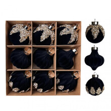 (Black) Velvet Christmas Balls Hanging Hoop Tree Decorations Xmas Party Ornaments Easy to Hang Plastic Holiday Decor for Home Office Parties