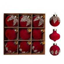 (Wine Red) Velvet Christmas Balls Hanging Hoop Tree Decorations Xmas Party Ornaments Easy to Hang Plastic Holiday Decor for Home Office Parties