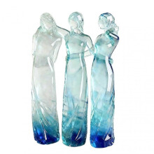 (3pcs) Goddess Figurine Resin Tinted Goddess of Hope Sisters Sculpture Transparent Gradient Blue Woman Statue for Table Mantel Bookshelf Decor