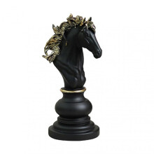 (A) Chess Piece Statue Collectible Black White Horse Sculpture King Queen Knight Chess Piece Figurine for Home Office Desk Shelf Decoration