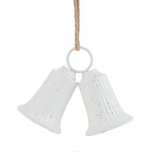 (White) Christmas Bell Decoration Vintage Metal Jingle Bells Christmas Tree Hanging Ornaments for Door Wall Window Indoor Outdoor Decor