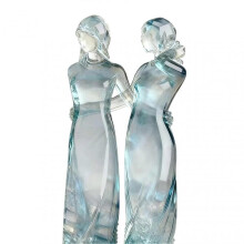 (2pcs) Goddess Figurine Resin Tinted Goddess of Hope Sisters Sculpture Transparent Gradient Blue Woman Statue for Table Mantel Bookshelf Decor