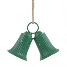(Green) Christmas Bell Decoration Vintage Metal Jingle Bells Christmas Tree Hanging Ornaments for Door Wall Window Indoor Outdoor Decor