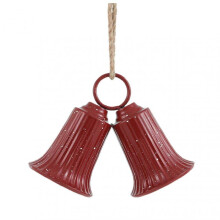 (Red) Christmas Bell Decoration Vintage Metal Jingle Bells Christmas Tree Hanging Ornaments for Door Wall Window Indoor Outdoor Decor