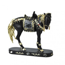 (B) Retro Horse Statue Desktop Artistic Horse Figurine with Base Golden Painted Resin Horse Sculpture for Shelf Mantel Cabinet Display