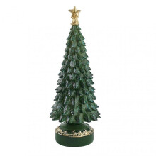 (Green) Resin Christmas Tree Figurine Small Tabletop Christmas Tree Decoration with Star Topper for Home Office Mantel Centerpiece Indoor Xmas Decor