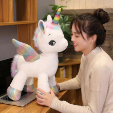 (80CM, white) 1pc 40cm Fantastic Unicorn Plush Toy Rainbow With Wings Stuffed Unicornio Doll Toys For Girl Children Birthday Gift Pillow