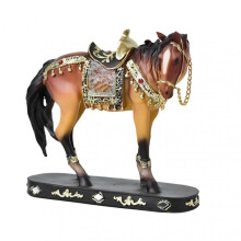 (D) Retro Horse Statue Desktop Artistic Horse Figurine with Base Golden Painted Resin Horse Sculpture for Shelf Mantel Cabinet Display